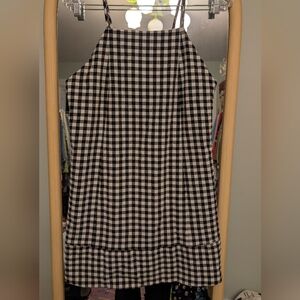 Anthropologie Black and White Checkered Apron Dress
